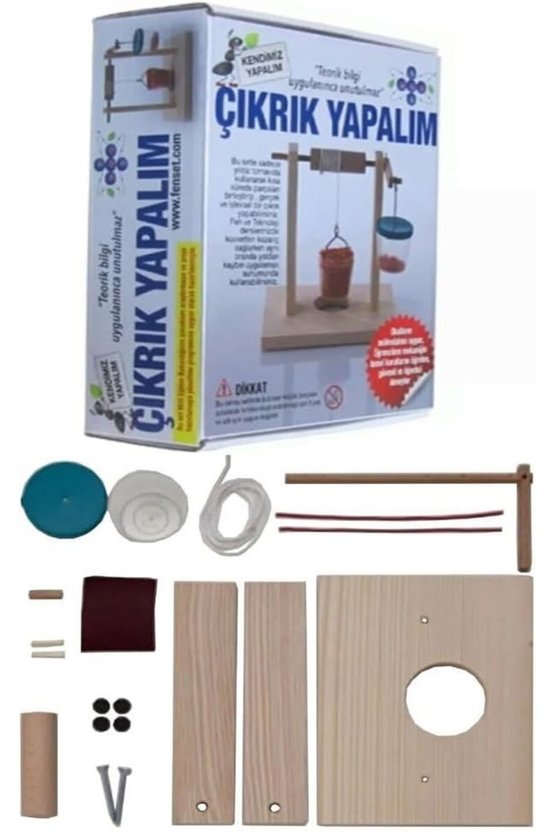 Eğitici Ahşap Çıkrık Yapım Seti - STEM Destekli Basit Makineler Fen Bilimleri Deney Kiti