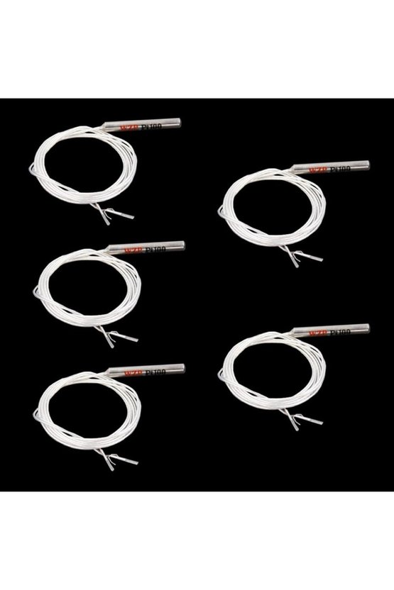 5 Adet WZP PT100 Sıcaklık Sensörü - 4x30mm Paslanmaz Çelik Prob, 50cm 2 Uçlu Hassas Isı Ölçer