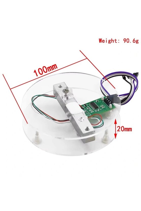 10 Kg Yük Hücresi ve HX711 Ağırlık Sensörü Modülü Seti - Arduino Uyumlu Şeffaf Akrilik Tartı Kiti