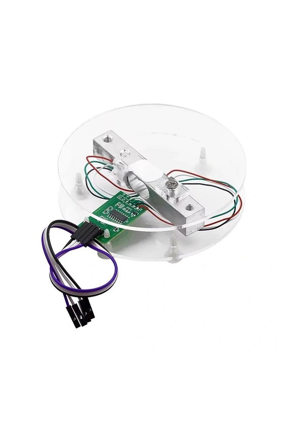 10 Kg Yük Hücresi ve HX711 Ağırlık Sensörü Modülü Seti - Arduino Uyumlu Şeffaf Akrilik Tartı Kiti