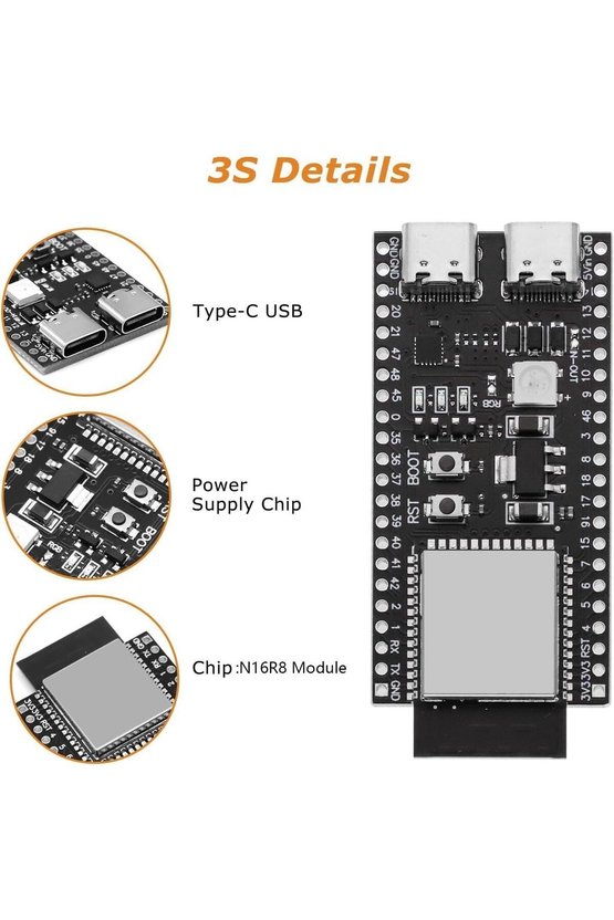 ESP32-S3-DevKitC-1 N16R8 Geliştirme Kartı - 16MB Flash 8MB PSRAM WiFi & Bluetooth 5.0