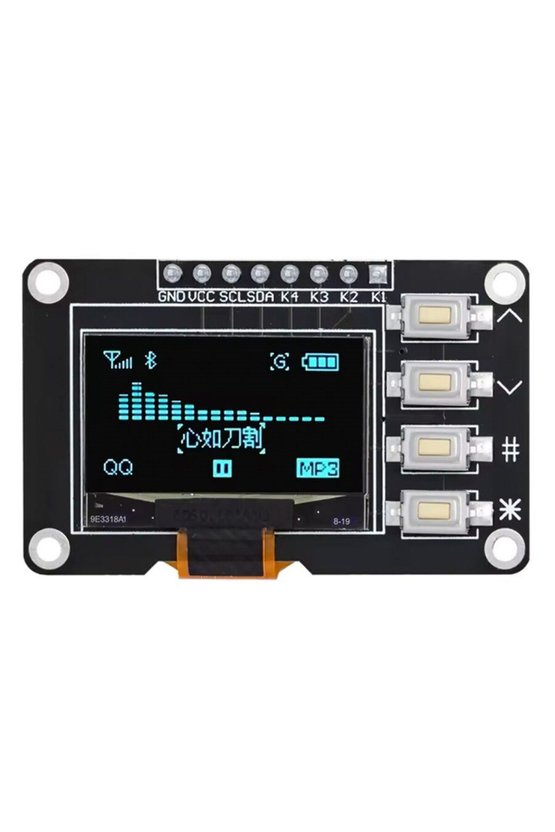 0.96 İnç 128x64 I2C 4 Butonlu Mavi OLED Ekran Modülü - SSD1315