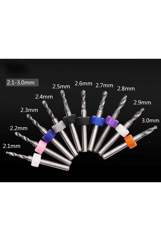 Karbid Mikro Matkap Uç Seti 2.1-3.0mm 10’lu PCB CNC Delme Uçları - Tungsten Karbid 3.175mm Sap