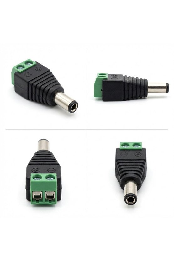 10 Adet 2.1mm Klemensli Erkek DC Power Jack - Lehim Gerektirmeyen CCTV Kamera ve Şerit Led Adaptör