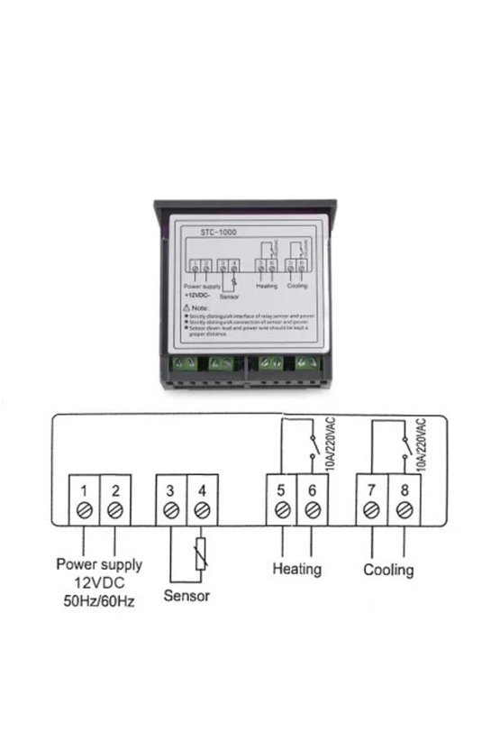 STC-1000 12V Dijital Termostat - Kuluçka ve Akvaryum Isı Kontrol Kartı (Sensörlü)