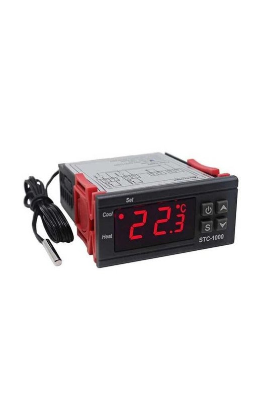 STC-1000 220V Dijital Termostat - Isıtma ve Soğutma Röleli Sıcaklık Kontrol Cihazı (+NTC Sensörlü)