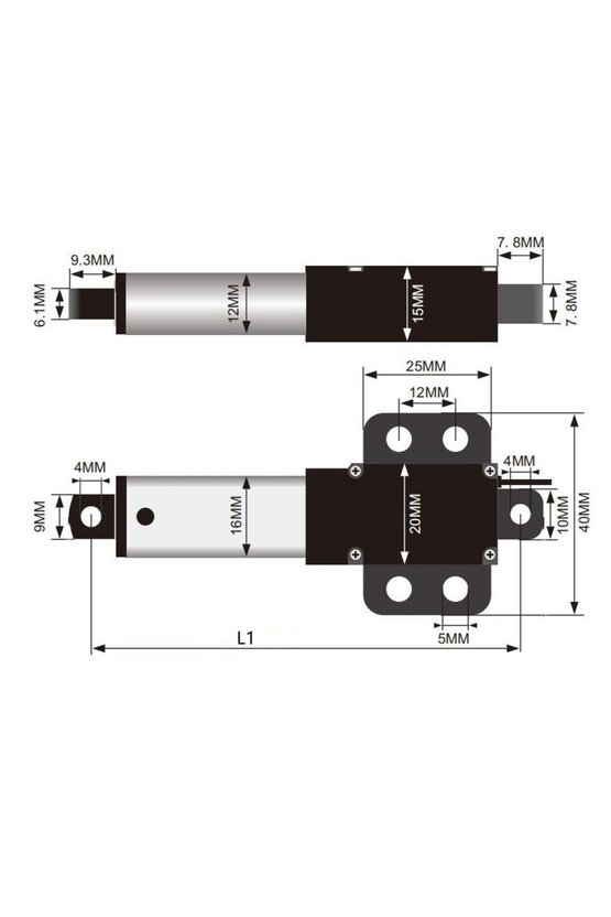 12V 30mm Mikro Lineer Aktüatör DC Motor 30mms 32N İtme Gücü