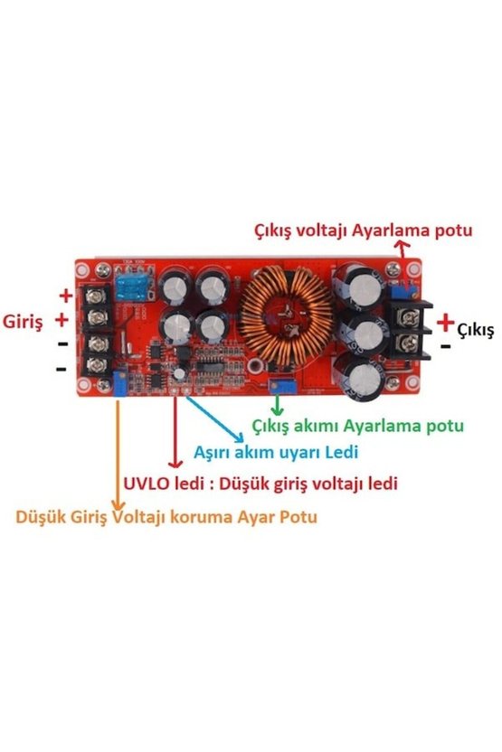 1200W 20A Dc-Dc Voltaj Yükseltici Gerilim Yükseltici 8-60Vto12-83
