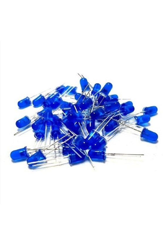 10 Adet - 5mm Diffused Led - Şeffaf Mavi (BLUE) - Arduino, Deneyler Için