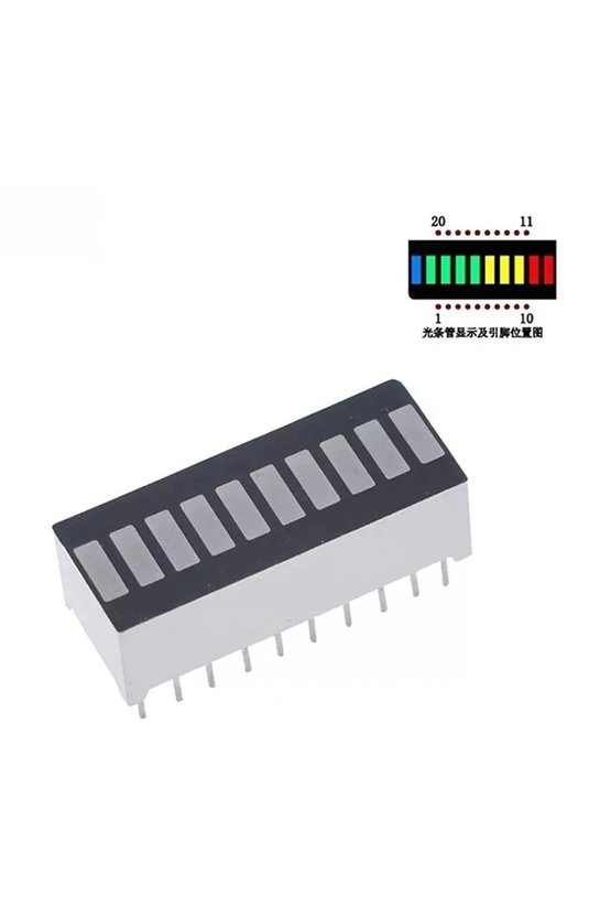 4 Renk Bar Led 10 Segment Akü Batarya Kapasite Doluluk Göstergesi