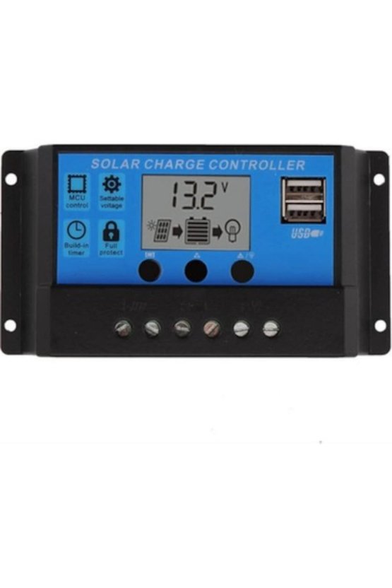10a Solar Şarj Kontrol Cihazı Regülatörü Çift Usb 12v-24v Güneş Paneli Şarj Regülatörü