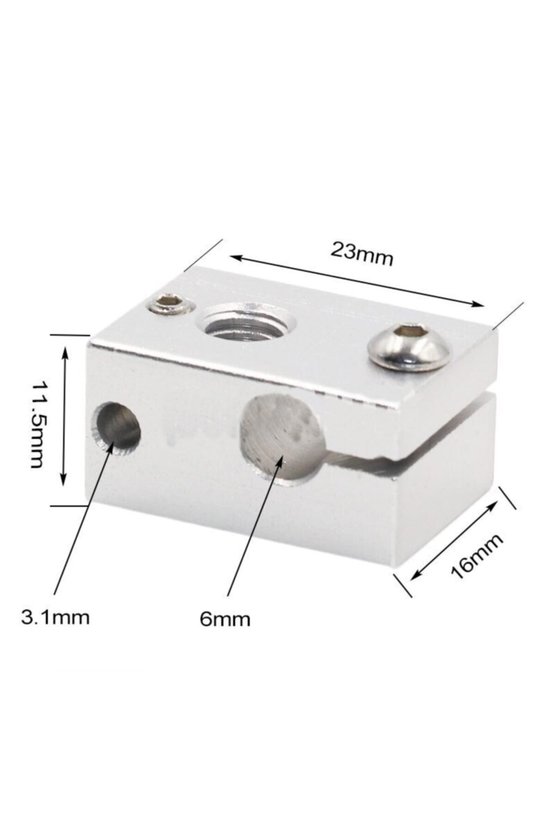 3d Yazıcı Alüminyum Isıtıcı Blok (heatblock) V6 - 23x16x11.5mm 3d Printer Için