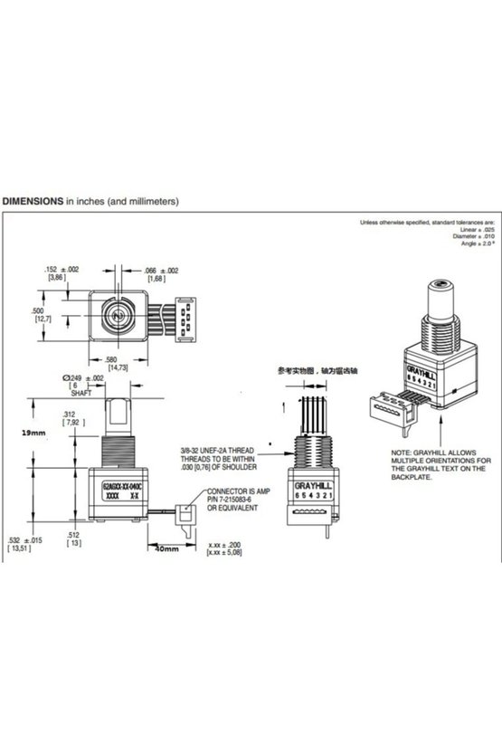 Grayhill 62ay22033 Butonlu Optik Rotary Enkoder Optic Encoder