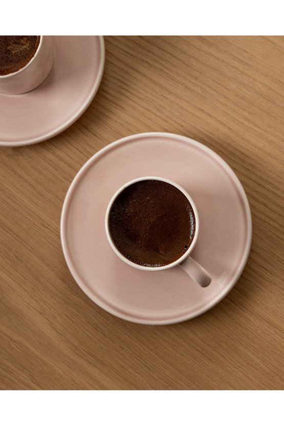 Pudra Renkli Vela 2 Kişilik 4 Parça Kahve Fincan Seti, 90 ml