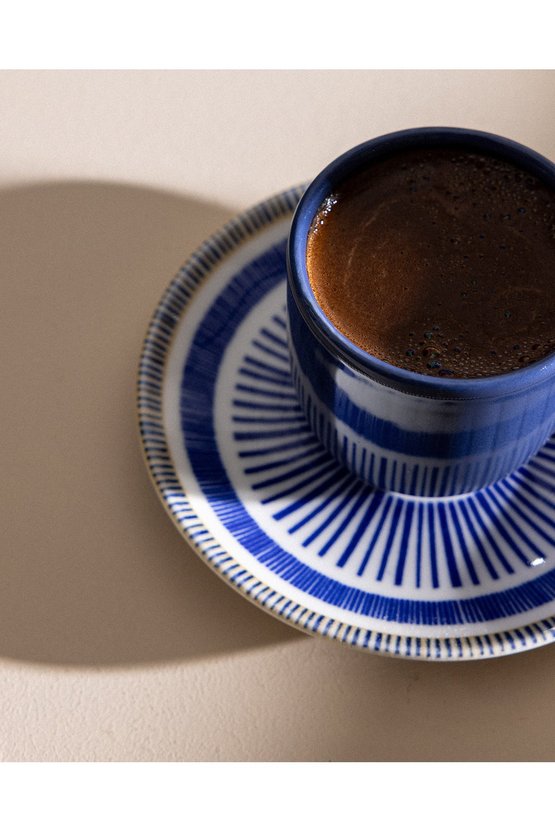 Kleby Nouveau 2 Kişilik 4 Parça Kahve Fincan Seti - MaviBeyaz - 90 ml
