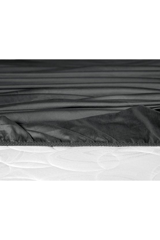 Ciel King Size Lastikli Saten Çarşaf - Koyu Gri