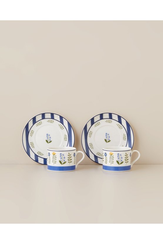 Lora Flora Porselen 4 Parça 2 Kişilik Kahve Fincan Takımı 110 ml Renkli