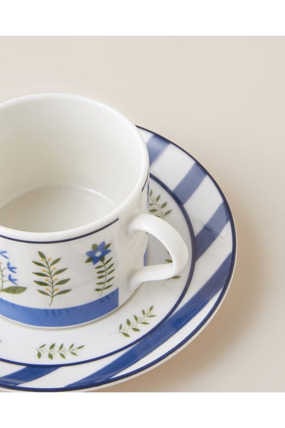 Lora Flora Porselen 4 Parça 2 Kişilik Kahve Fincan Takımı 110 ml Renkli