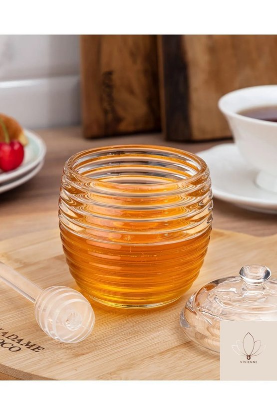 Madame Coco Lorenzo Kaşıklı Cam Bal Kavanozu - 240ml