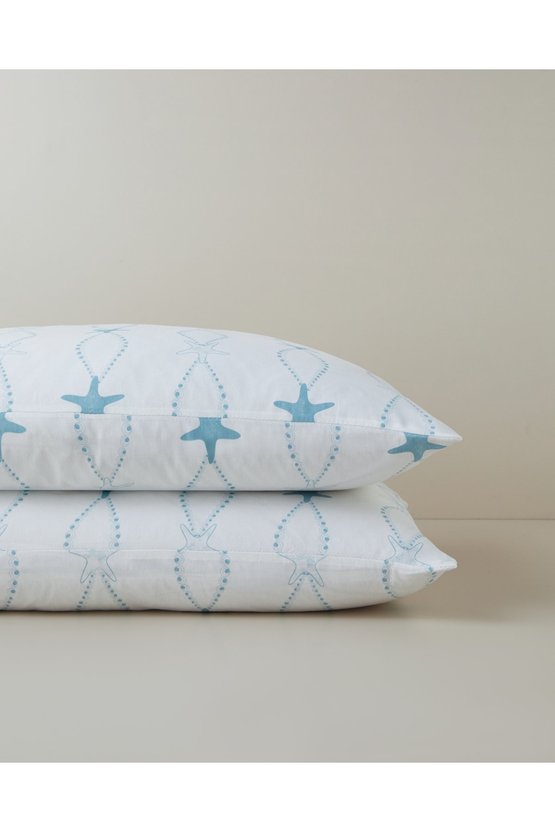 Starfish Kolay Ütülenir 2li Yastık Kılıfı 50x70 cm Mavi