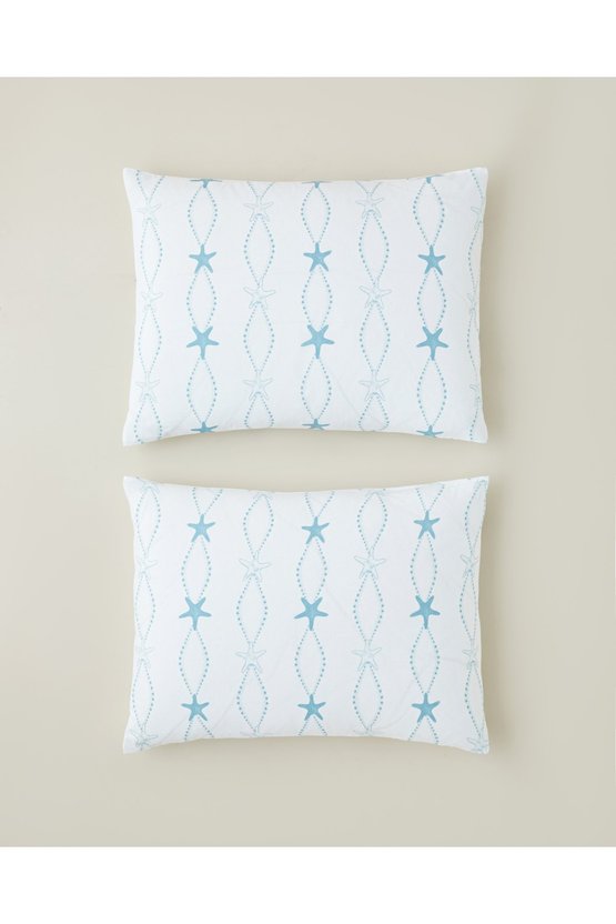Starfish Kolay Ütülenir 2li Yastık Kılıfı 50x70 cm Mavi