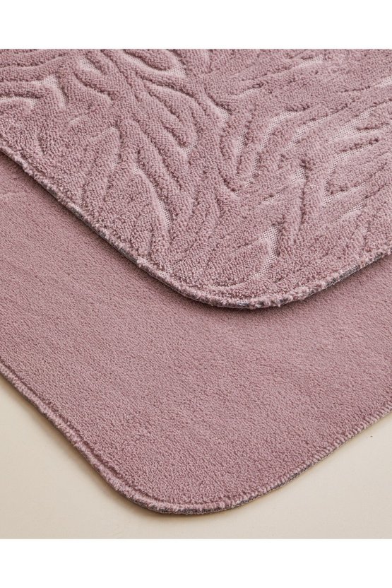 Strala Kaydırmaz Taban Banyo Paspası Seti 60x100 cm + 50x60 cm Gül Kurusu