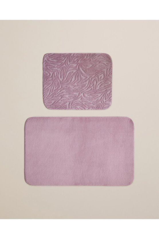 Strala Kaydırmaz Taban Banyo Paspası Seti 60x100 cm + 50x60 cm Gül Kurusu