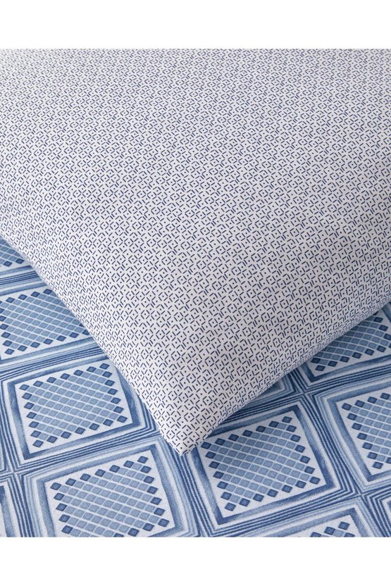 Diamond Twist Kolay Ütülenir Çift Kişilik Çarşaflı Nevresim Takımı 200x220 cm Koyu Mavi