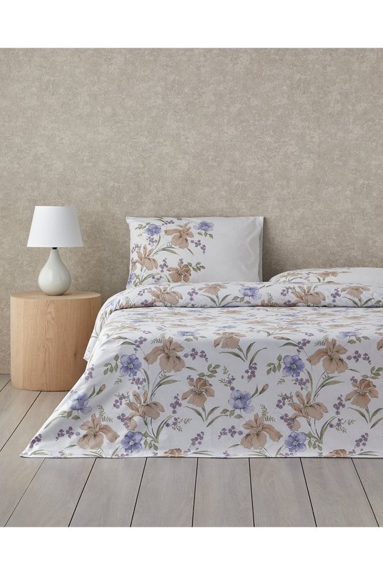 Rustic Blossom Pamuk Tek Kişilik Nevresim Takımı 160x220 cm Lila - Bej