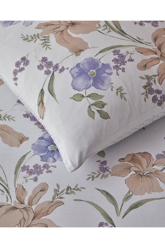 Rustic Blossom Pamuk Tek Kişilik Nevresim Takımı 160x220 cm Lila - Bej