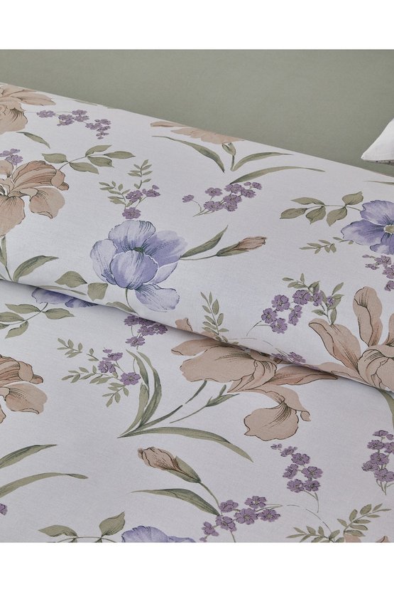 Rustic Blossom Pamuk Tek Kişilik Nevresim Takımı 160x220 cm Lila - Bej