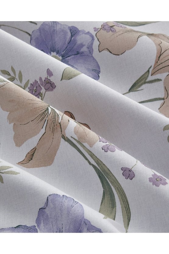 Rustic Blossom Pamuk Tek Kişilik Nevresim Takımı 160x220 cm Lila - Bej