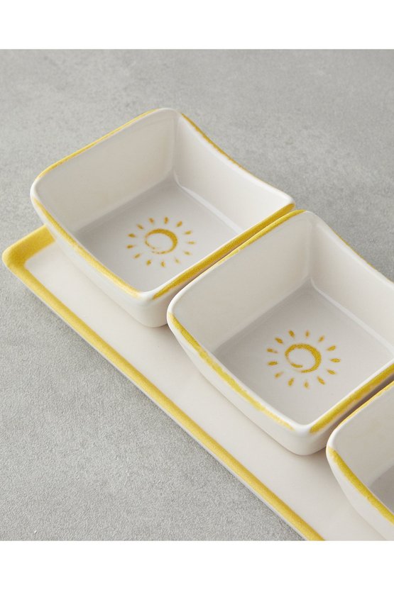 Sunny Seramik 3 Bölmeli Kahvaltılık 4 Parça Sarı