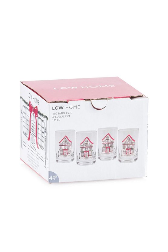 Karişik Baskılı Cam Bardak Seti 4lü 125 ml