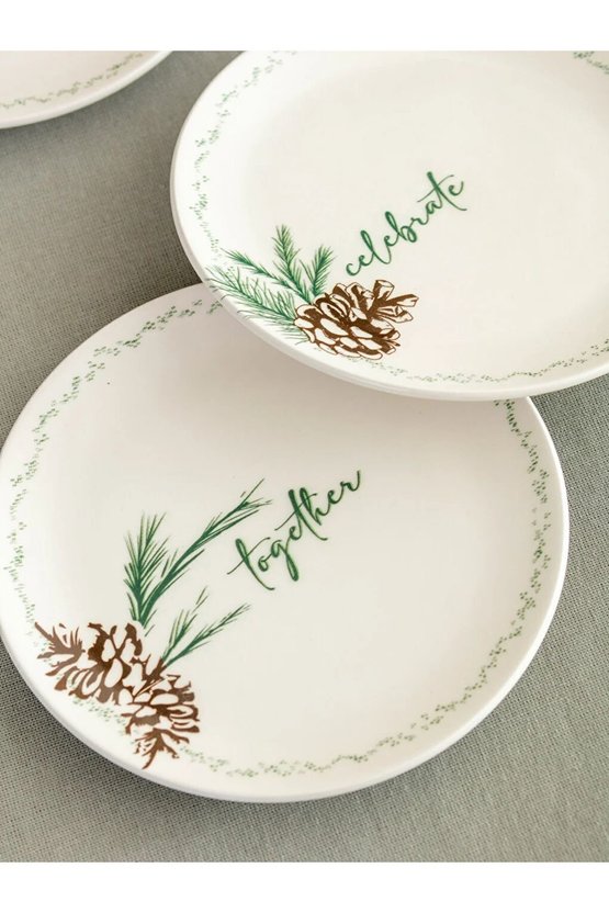 Çiçek Desenli Seramik Pasta Tabağı 4lü 19 Cm