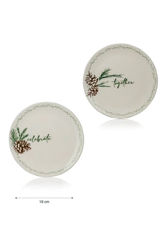 Çiçek Desenli Seramik Pasta Tabağı 4lü 19 Cm