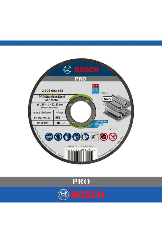 Pro 115x1 mm Paslanmaz ve Metal Kesme Taşı 25 li Paket 2608603169