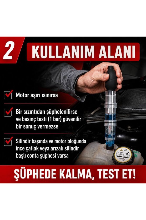 CO₂ Conta Kaçak Tespit Seti Silindir Kapak Motor Yanma Gazı Kontrolü