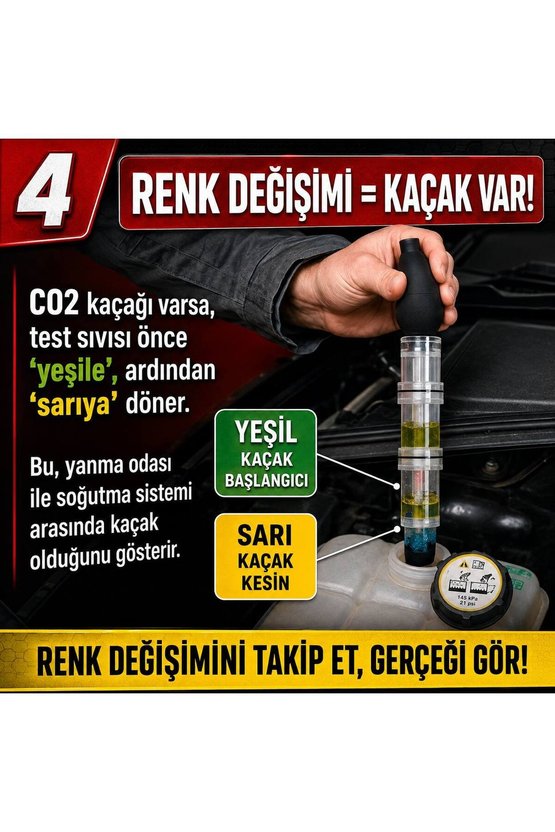 CO₂ Conta Kaçak Tespit Seti Silindir Kapak Motor Yanma Gazı Kontrolü