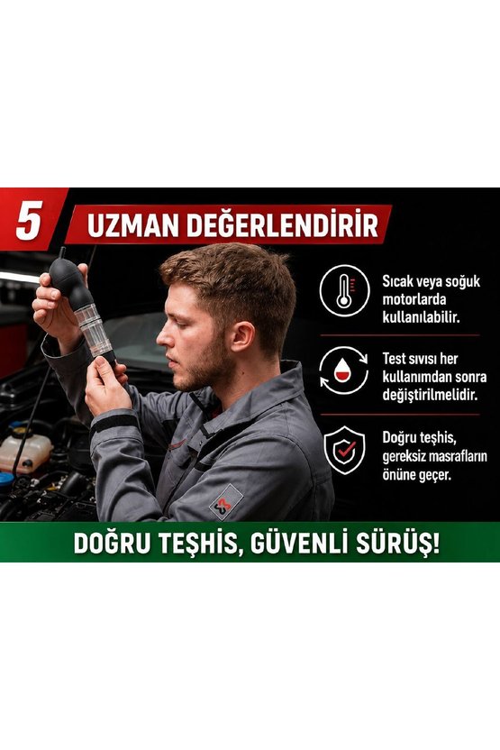 CO₂ Conta Kaçak Tespit Seti Silindir Kapak Motor Yanma Gazı Kontrolü