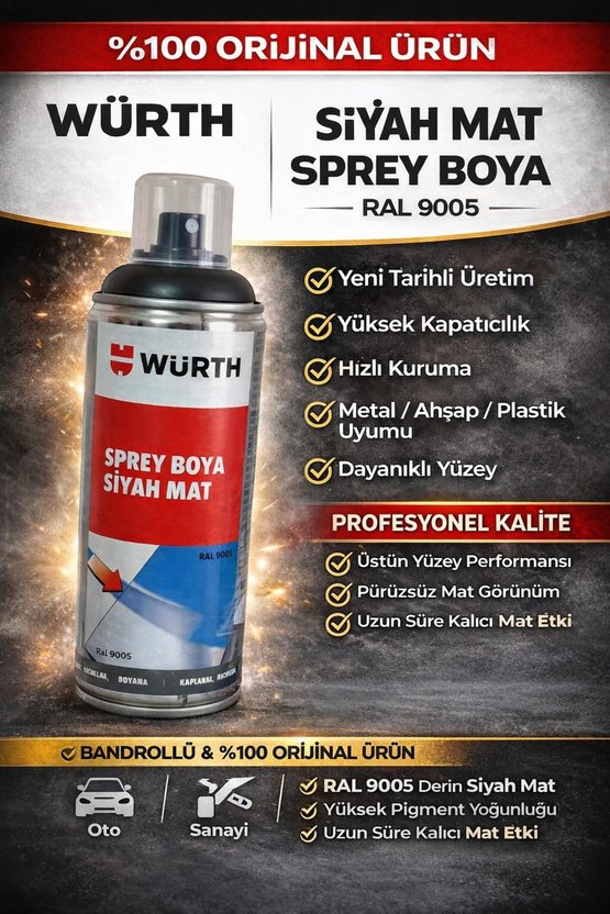 Siyah mat sprey boya ( tampon boya )