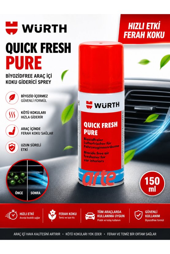 Quick Fresh Araç İçi Temizleyici ve Kötü Koku Giderici 100 ML | Klima ve Döşeme Ferahlatıcı | Güncel Ürün