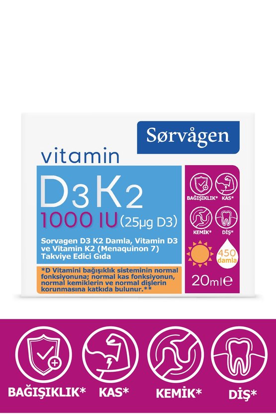 Vitamin D3k2 Damla 20 Ml (1000 Iu)