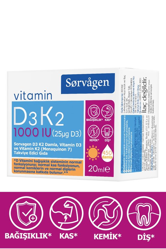 Vitamin D3k2 Damla 20 Ml (1000 Iu)