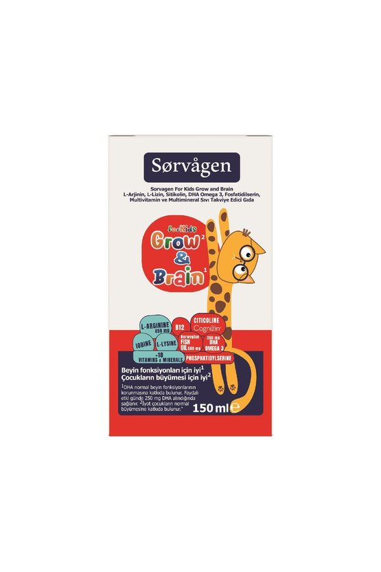 Grow&Brain L-arjinin, Sitikolin, Fosfatidilserin, DHA Omega 3, B12, L- lizin, Multi Vitamin