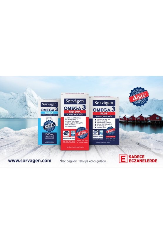 Omega 3 High DHA Saf Norveç Balık Yağı, 50 Kapsül, 1000 mg