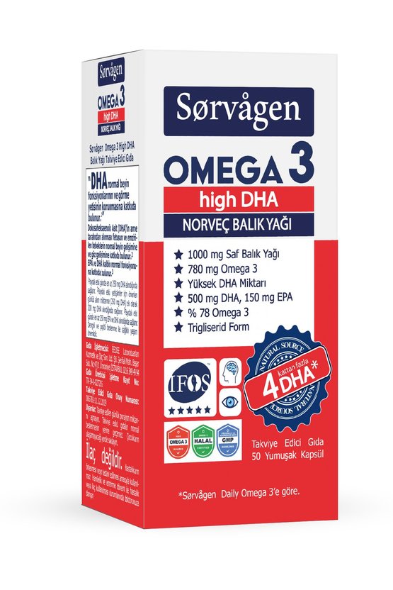 Omega 3 Yüksek DHA Balık Yağı 50 Yumuşak Kapsül
