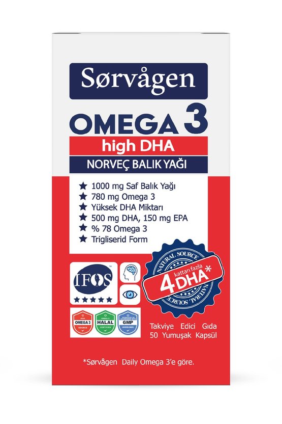 Omega 3 Yüksek DHA Balık Yağı 50 Yumuşak Kapsül