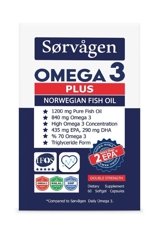 Omega 3 Plus Saf Norveç Balık Yağı, 60 Kapsül, 1200mg