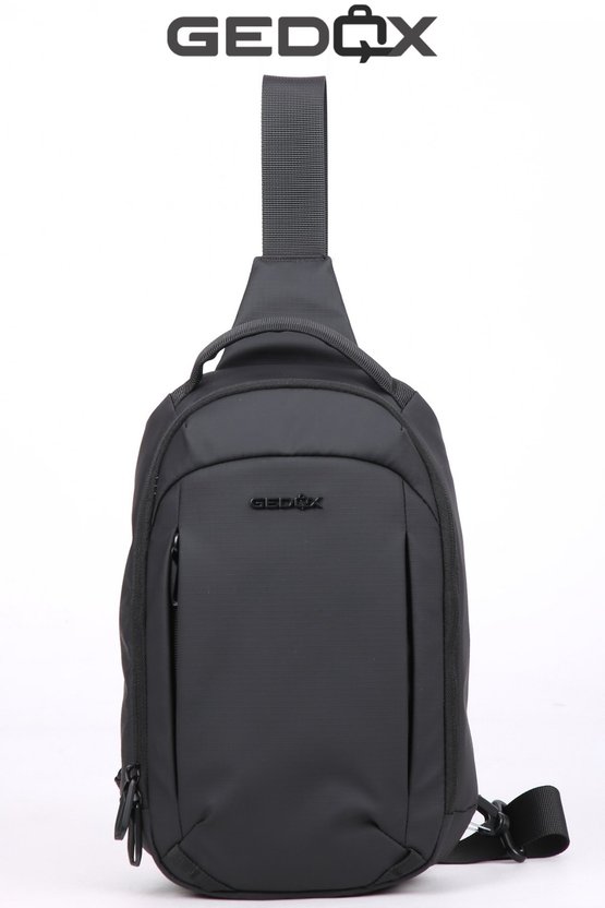 Siyah Su Geçirmez 3 Bölmeli Çapraz Sırt Çantası Tek Omuz Göğüs Çantası Bodybag GDX2102